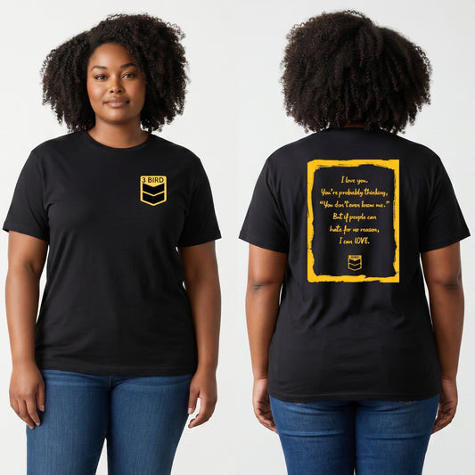3 Bird Lifestyle T-Shirt • I Love You • Black & Yellow