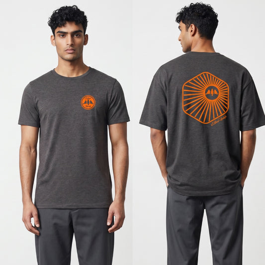 3 Bird Lifestyle T-Shirt • Burst • Charcoal & Orange