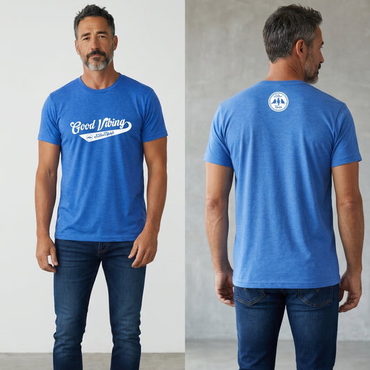 3 Bird Lifestyle T-Shirt • Good Vibing • Blue & White