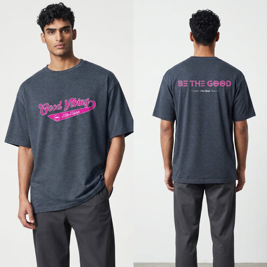 3 Bird Lifestyle T-Shirt • Good Vibing / Be The Good • Navy & Pink