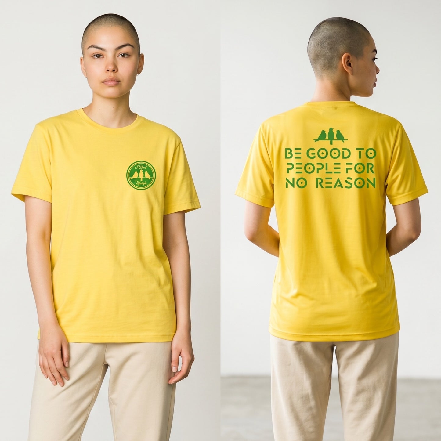 3 Bird Lifestyle T-Shirt • Pocket 3 Bird Crest • Yellow & Green