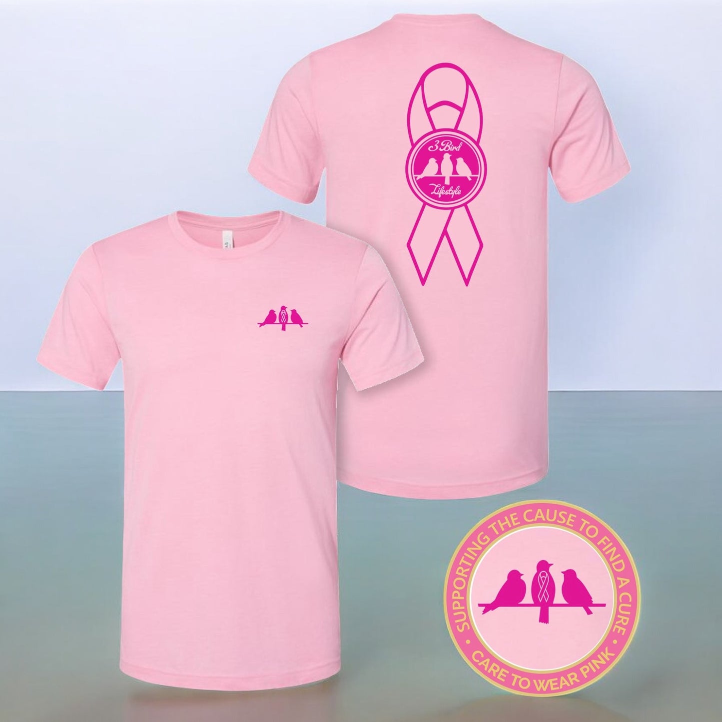 3 Bird Lifestyle • Breast Cancer Awareness • $10 from each shirt sold will be donated to the Breast Cancer Research Foundation.