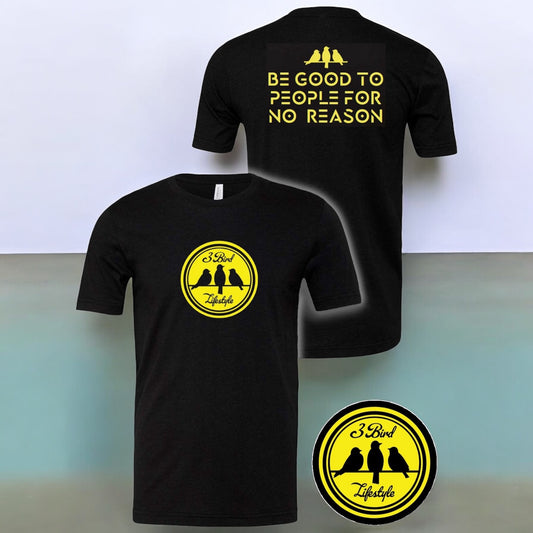 3 Bird Lifestyle T-Shirt • 3 Bird Crest • Black & Yellow