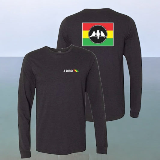 3 Bird Lifestyle Long Sleeve T-Shirt • Rasta Flag • Black and Yellow, Green, Red