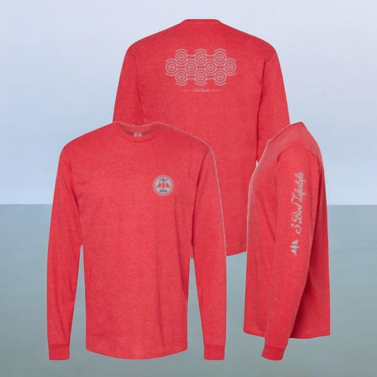 3 Bird Lifestyle Long Sleeve T-Shirt • Perpetual Motion• Heather Red & Silver