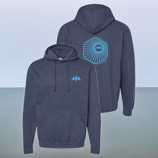 3 Bird Lifestyle Hoodie • Burst Hoodie• Heather Denim and Carolina Blue