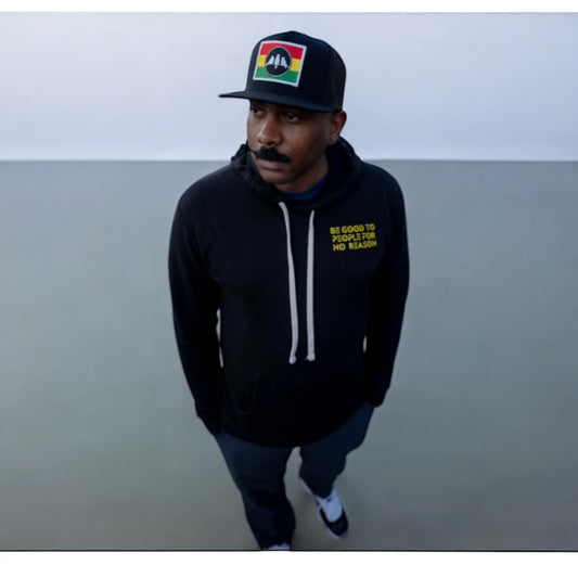 3 Bird Lifestyle Hoodie • Be Good To People For No Reason • Black and Yellow