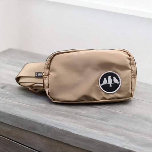 3 Bird Lifestyle Crossbody Bag• Tan & Gold • Birds Only Small Patch