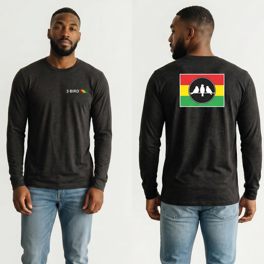 3 Bird Lifestyle Long Sleeve T-Shirt • Rasta Flag • Black and Yellow, Green, Red