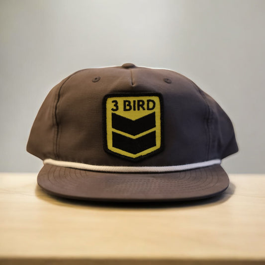 3 Bird Lifestyle Grandpa Rope Hat • Charcoal with White Rope • 3 Bird Patch
