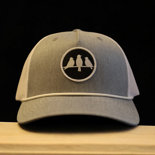 3 Bird Lifestyle Trucker Hat • Grey & White • Birds Only Small Patch