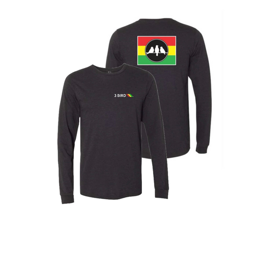 3 Bird Lifestyle Long Sleeve T-Shirt • Rasta Flag • Black and Yellow, Green, Red