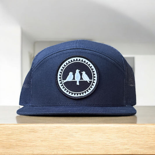 3 Bird Lifestyle Seven-Panel Trucker  • Navy • 3 Birds Only Patch