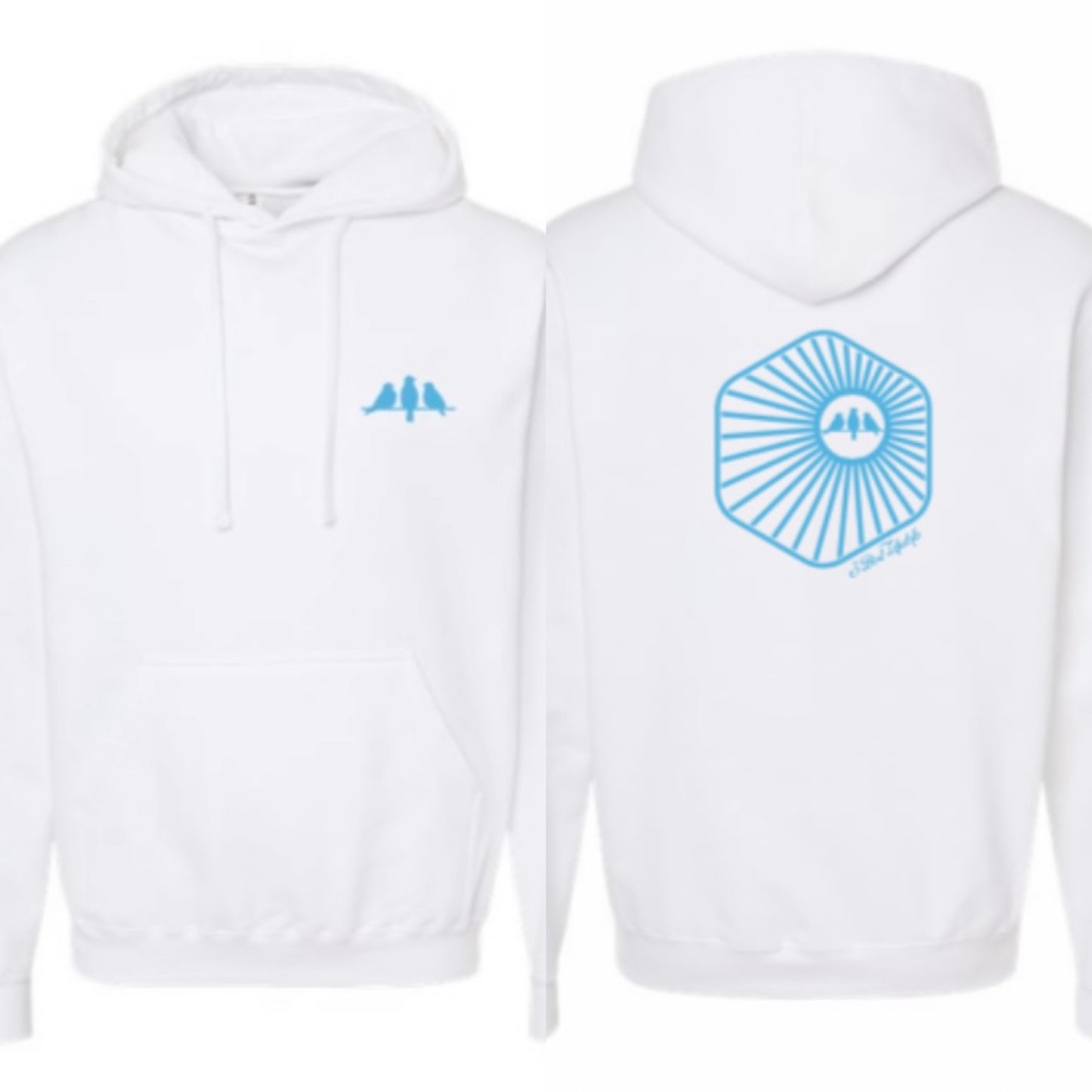 3 Bird Lifestyle • Burst Hoodie• White and Carolina Blue