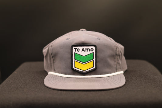 Grandpa Rope Hat • Grey with White Rope • Te Amo (Jamaica) Patch