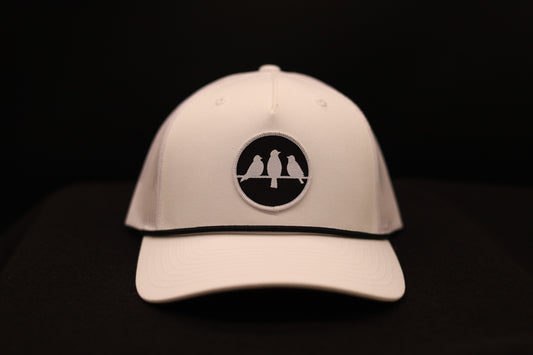 Richardson Rope Trucker Hat • White & Black • Birds Only Small Patch