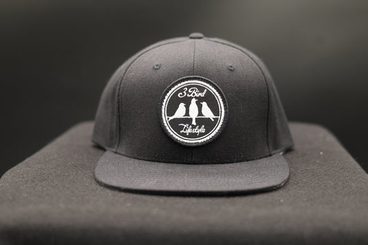 Richardson 510 Flat Bill Wool Snapback • Black • 3 Bird Lifestyle Patch