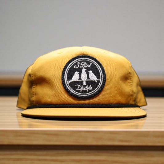 3 Bird Lifestyle Grandpa Rope Hat • Biscuit with Black Rope • 3 Bird Lifestyle Leather Patch