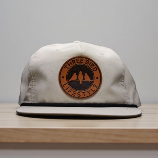 3 Bird Lifestyle Grandpa Rope Hat
 • Off White with Black Rope • 3 Bird Lifestyle Leather Patch