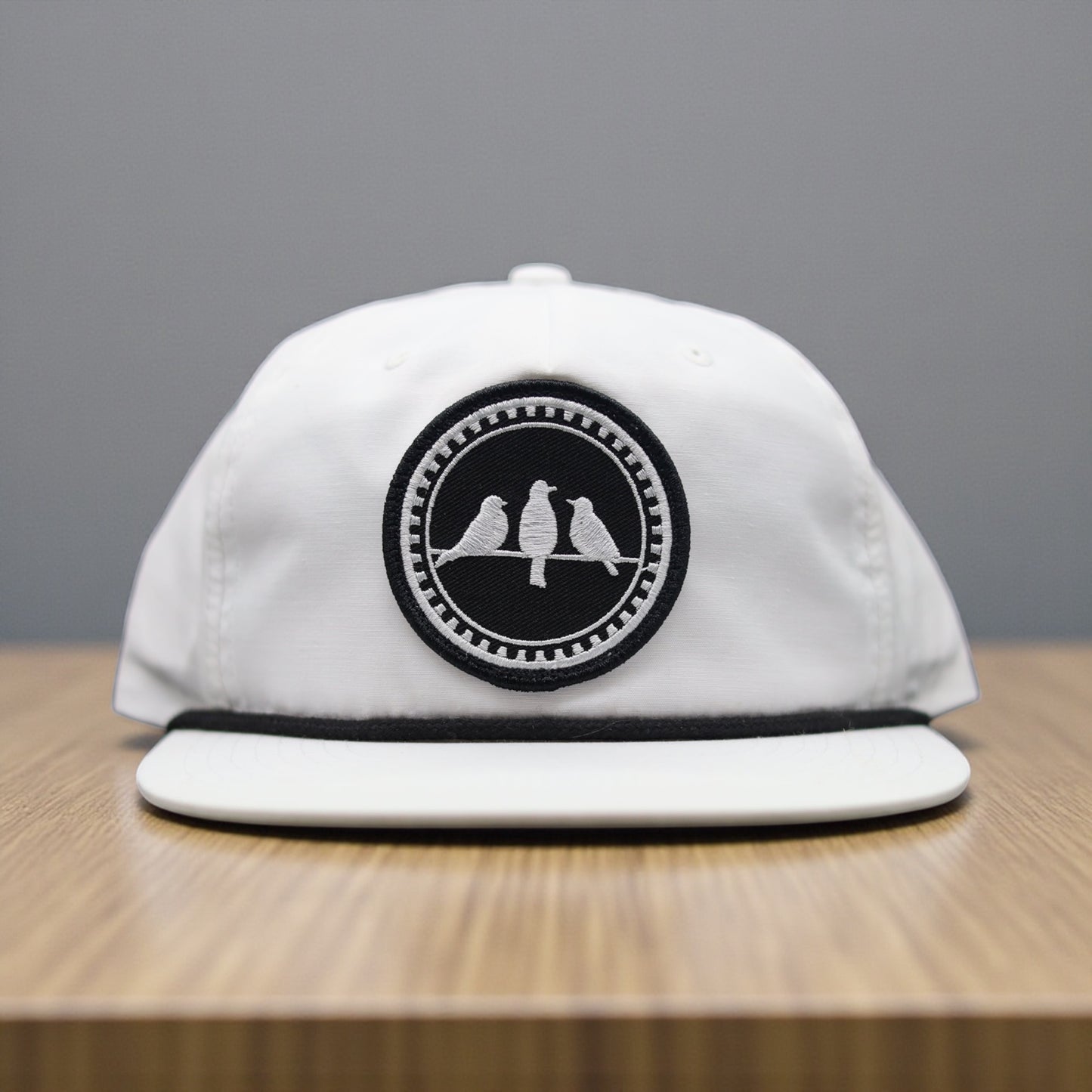 3 Bird Lifestyle Grandpa Rope Hat
 • White With Black Rope • 3 Birds Only Patch