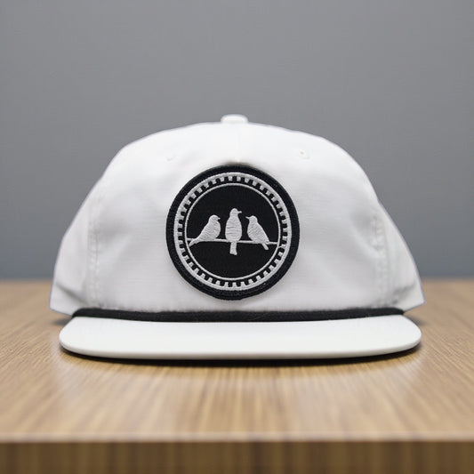3 Bird Lifestyle Grandpa Rope Hat
 • White With Black Rope • 3 Birds Only Patch