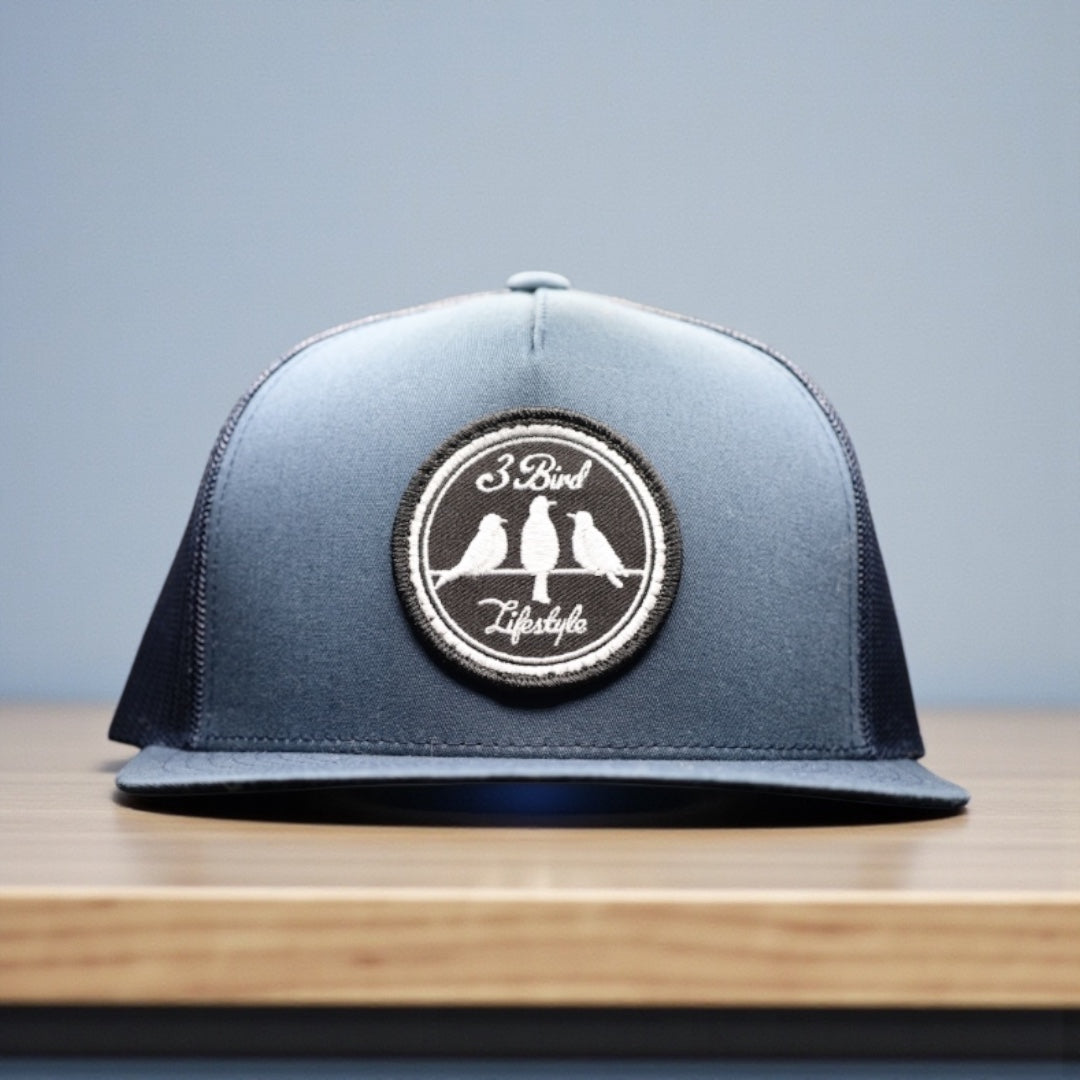 3 Bird Lifestyle Flat Bill Trucker • Navy • 3 Bird Lifestyle Patch