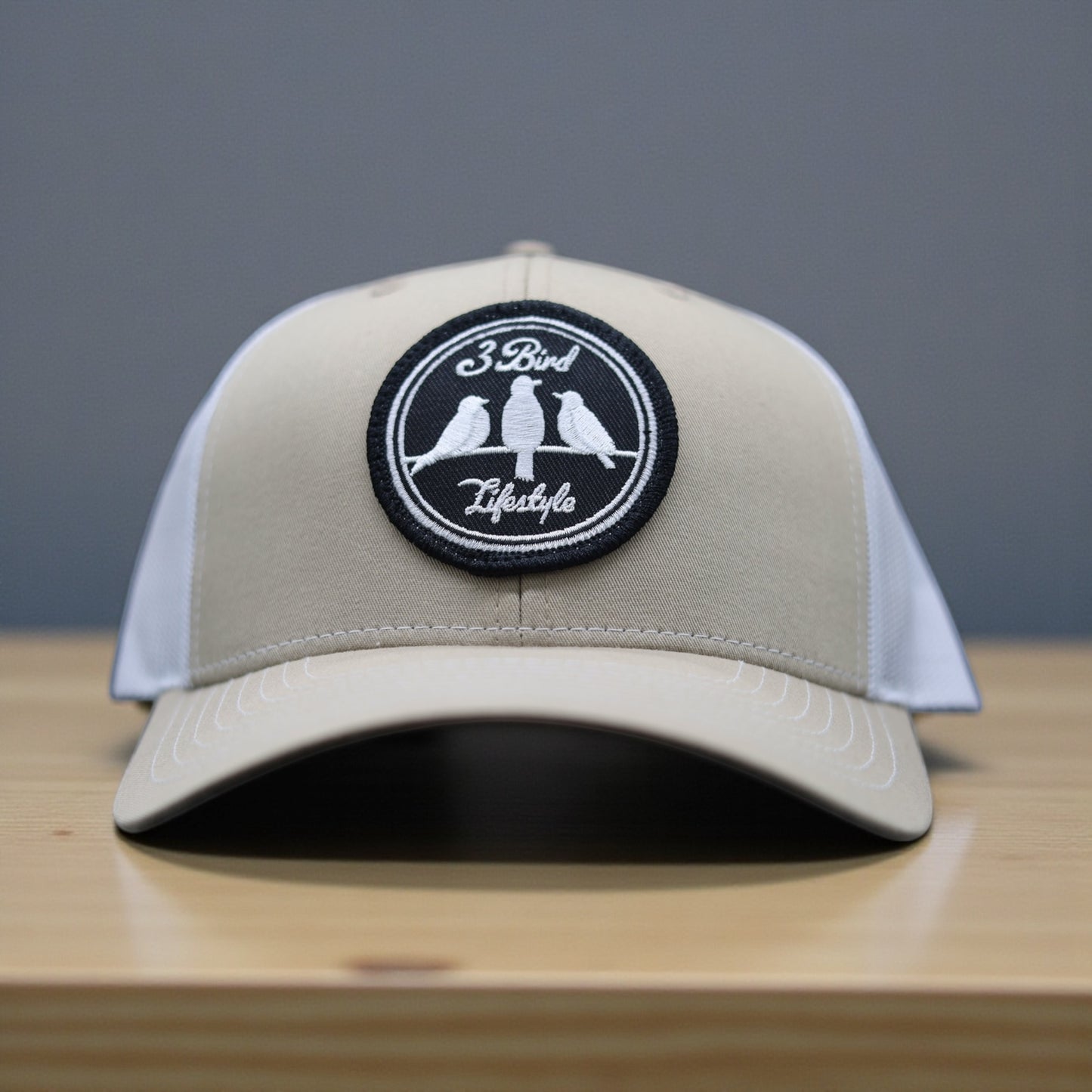 3 Bird Lifestyle Trucker Hat • Khaki & White • 3 Bird Lifestyle Patch