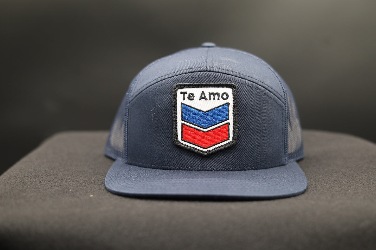 3 Bird Lifestyle Seven-Panel Trucker 
 • Navy • Te Amo Patch