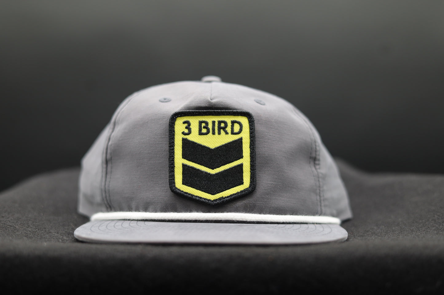 3 Bird Lifestyle Grandpa Rope Hat • Charcoal with White Rope • 3 Bird Patch