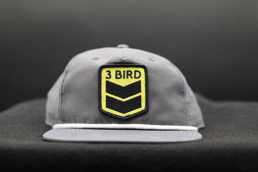 3 Bird Lifestyle Grandpa Rope Hat • Charcoal with White Rope • 3 Bird Patch