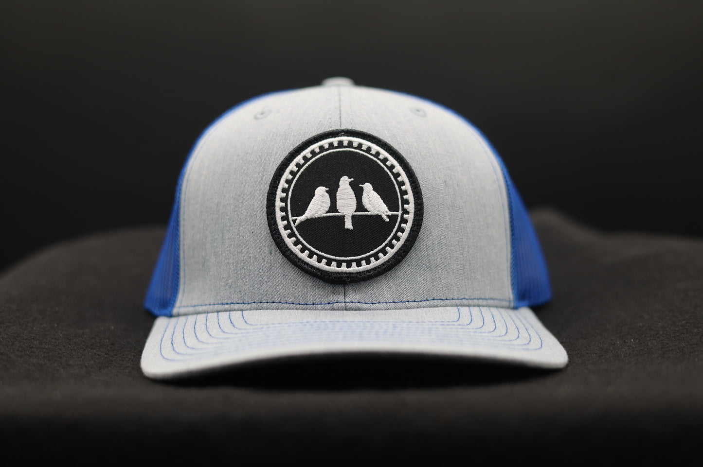 3 Bird Lifestyle Trucker Hat •Heather Grey & Royal Blue • 3 Birds Only Patch