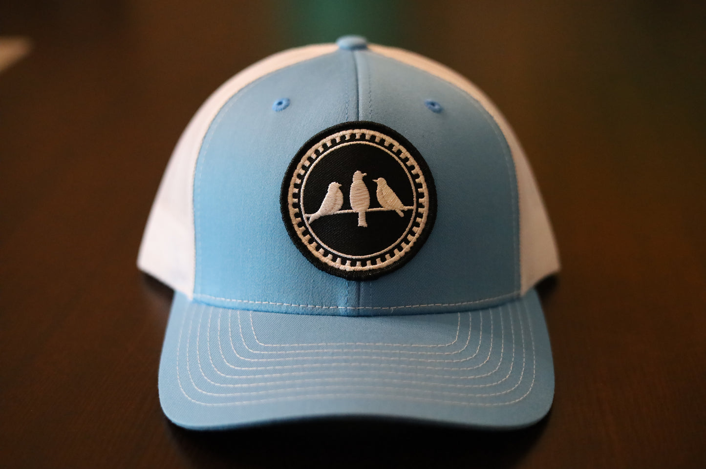 Richardson 112 Trucker Hat • Carolina Blue • Embroidered Patch 3 Birds Only