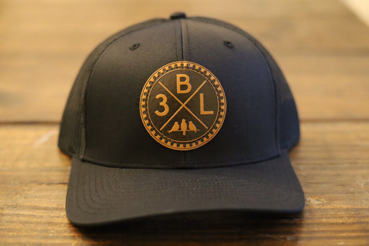 Richardson 112 Trucker Hat • Black • Leather Patch 3BLX