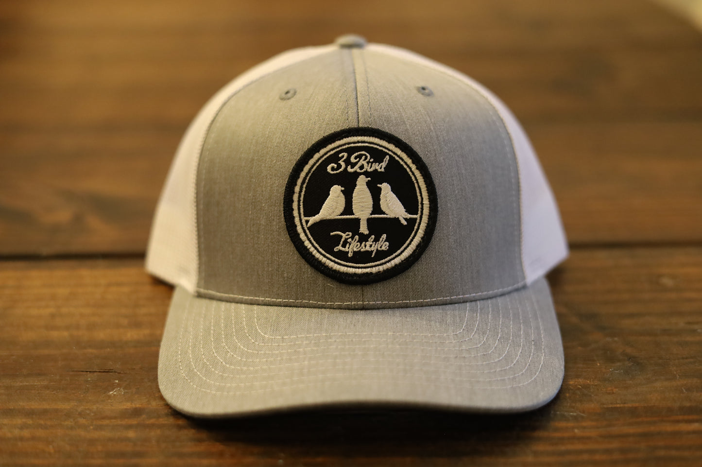 Richardson 112 Trucker Hat • Light Grey & White • 3 Bird Lifestyle Patch