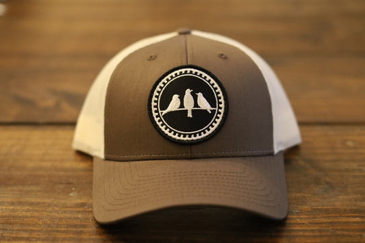 Richardson 115 Low Profile Trucker Hat • Brown/White • 3 Birds Only Patch
