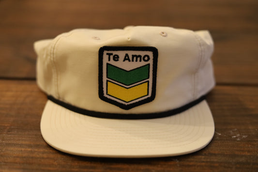 Grandpa Rope Hat • Off White with Black Rope • Te Amo (Jamaica) Patch