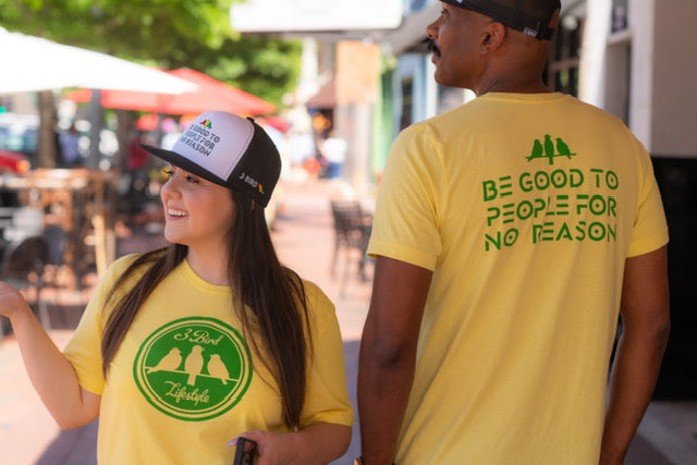 3 Bird Lifestyle T-Shirt • 3 Bird Crest • Yellow & Green