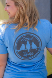 3 Bird Lifestyle T-Shirt • Be Good To People For No Reason • Light Blue & Charcoal