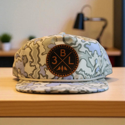 3 Bird Lifestyle Perforated Rope Hat •Cascade & Saltwater • 3BLX Leather Patch