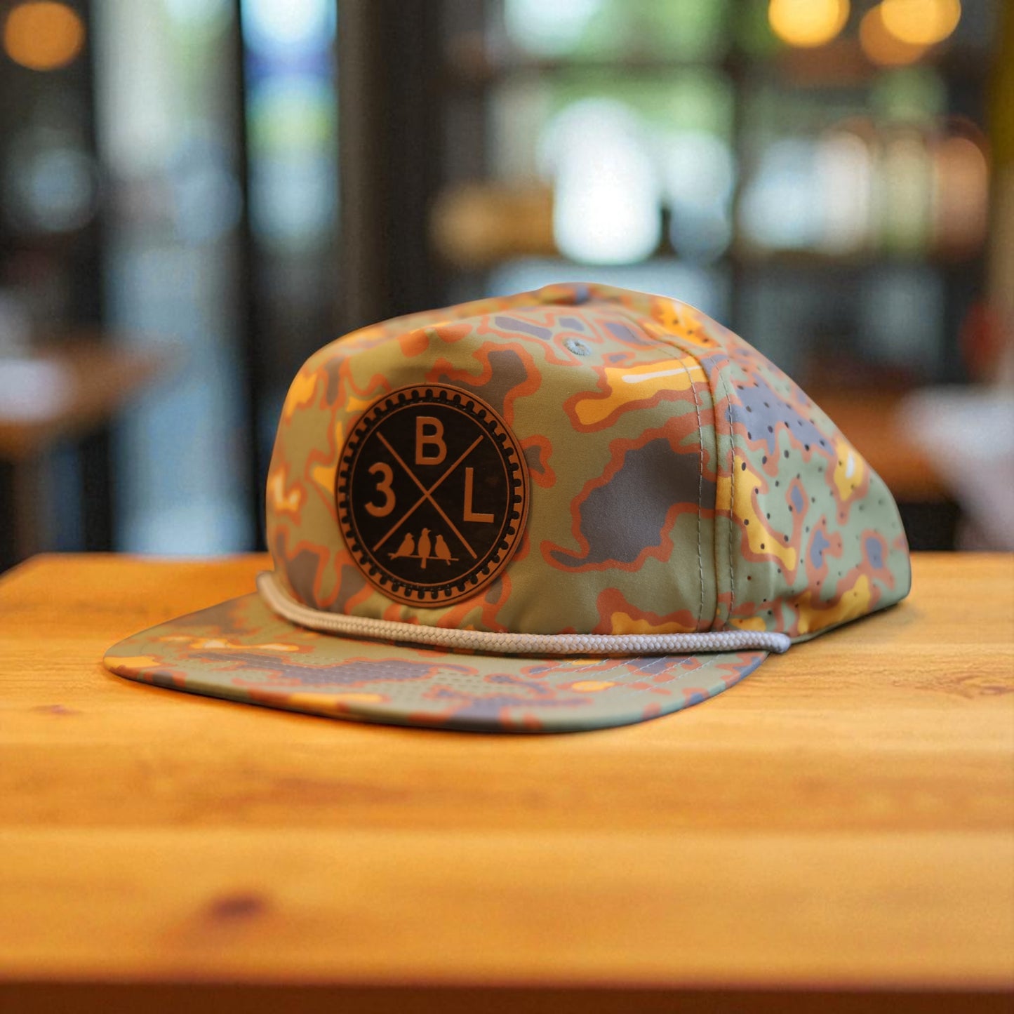3 Bird Lifestyle Perforated Rope Hat •Cascade & Prarie Dawn • 3BLX Leather Patch