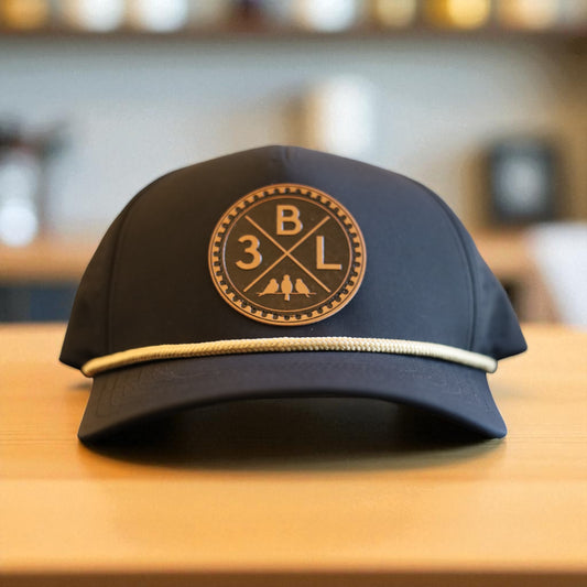 3 Bird Lifestyle Performance Perforated Rope Hat •Black & Tan • 3BLX Leather Patch