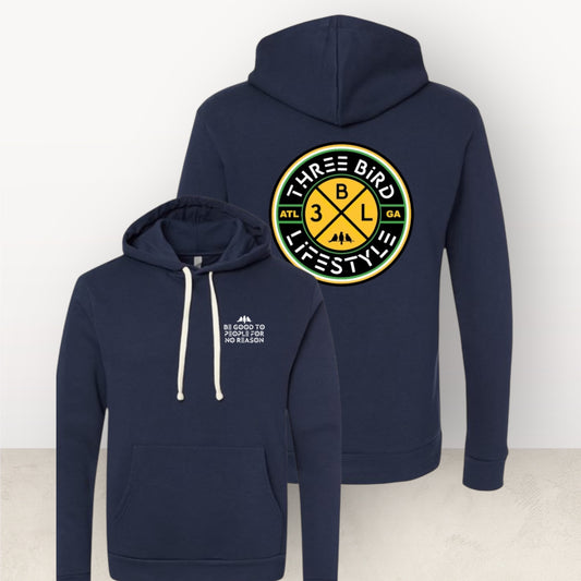 3 Bird Lifestyle Hoodie • Be Good To People For No Reason • Navy