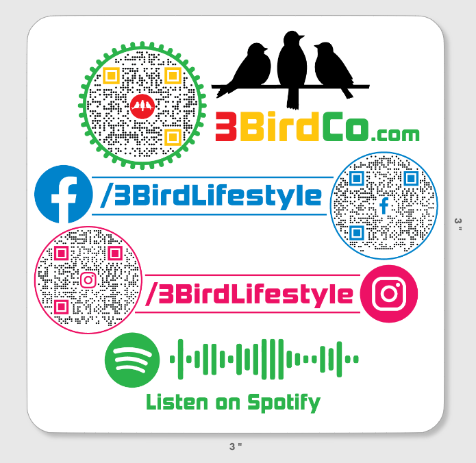 3 Bird Lifestyle • Te Amo Sticker • 3" Square with rounded corners • Vinyl Matte Sticker